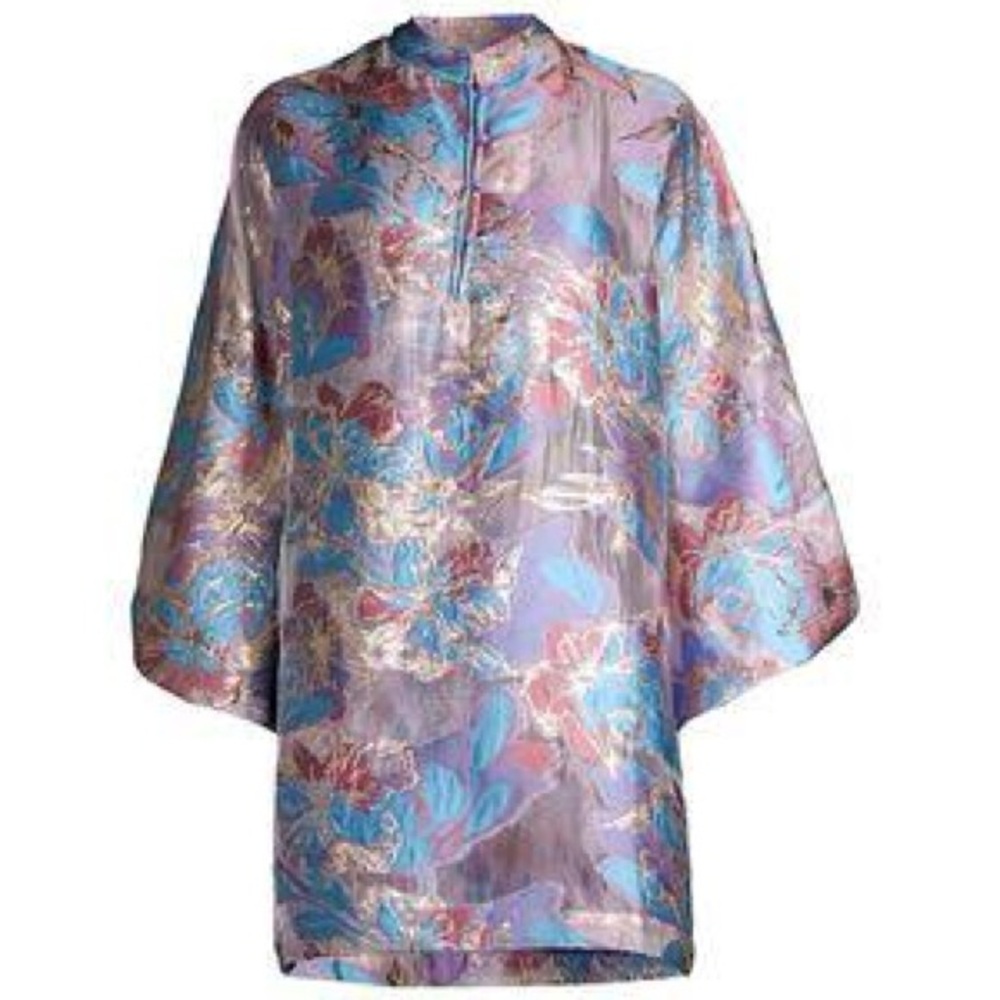 La Vie Style House Metallic Brocade Mini Caftan